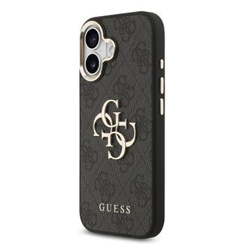 Guess PU Leather 4G Metal Logo Gold Frame Case Aizsargapvalks priekš iPhone 17 / melns (GUHCP17S4GMGCGR)
