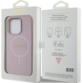 Guess PU Saffiano MagSafe Case Aizsargapvalks Priekš Apple iPhone 15 Pro (GUHMP15LPSAHMCP)