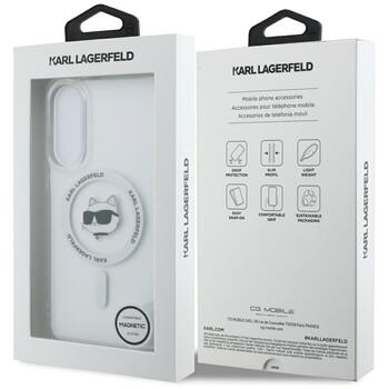 Karl Lagerfeld Button Choupette Head Printed Logo MagSafe Защитный чехол для Samsung Galaxy S25 Edge / белый (KLHMS25EHLSCHH)