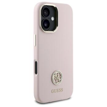 Guess GUHCP16SM4DGPP Silicone Logo Strass 4G Защитный чехол для iPhone 16 6.1