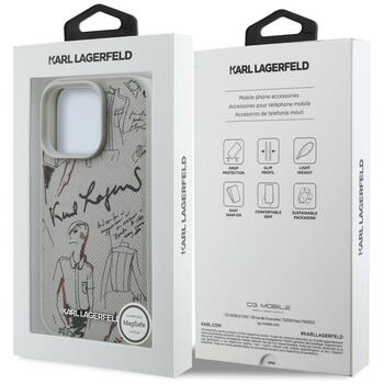 Karl Lagerfeld Grained Pattern & Logo MagSafe Case Защитный чехол для iPhone 16 Pro Max / серый (KLHMP16XPGGRMPKG)
