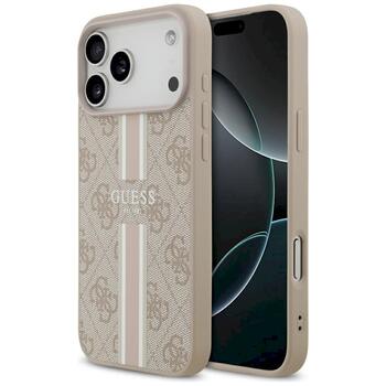 Case Guess 4G Printed Stripes MagSafe Защитный чехол для iPhone 17 Pro Max / розовый (GUHMP17XP4RPSP)