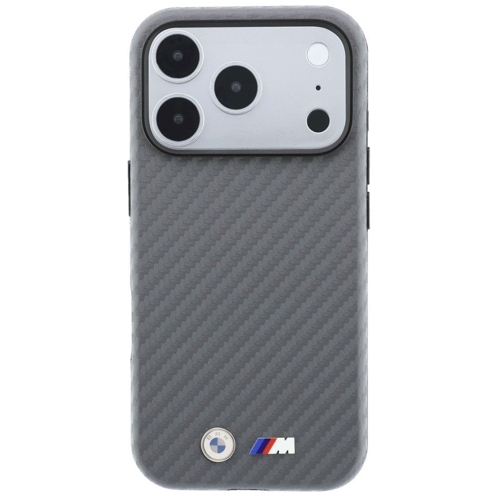 BMW M Carbon Metal Logo MagSafe Aizsargapvalks priekš iPhone 18 Pro Max / pelēks (BMHMP18X26SWPCILA)