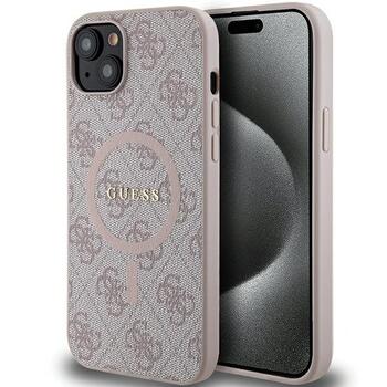 Guess 4G Collection Leather Metal Logo MagSafe Чехол для Apple iPhone 13 / 14 / 15 (GUHMP14SG4GFRP)