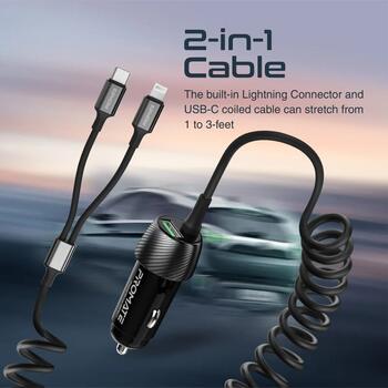 Promate PowerDrive-33PDCI Auto lādētājs 33W / USB-C / Lightning (POWERDRIVE33PDCI)