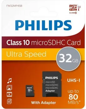 Philips FM32MP45B Kарта памяти MicroSDHC 32GB Class 10 / UHS-I + адаптер (FM32MP45B)