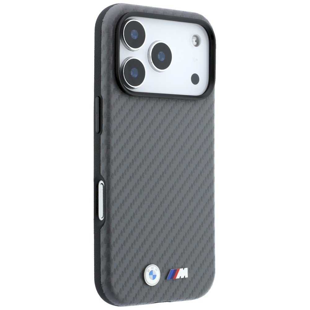 BMW M Carbon Metal Logo MagSafe Aizsargapvalks priekš iPhone 18 Pro Max / pelēks (BMHMP18X26SWPCILA)