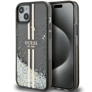 Guess GUHCP15MLFCSEGK Liquid Glitter Gold Stripes Aizsargapvalks priekš iPhone 15 Plus/14 Plus 6.7