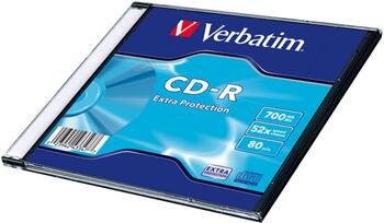 Verbatim Матрицы CD-R 700MB 1x-52x Дополнительная защита / Single Wrap Slim (43347V)