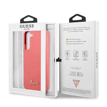 Guess GUHCS22MLSLMGFU Hardcase Silicone Script Metal Logo Aizsargapvalks priekš S22+ S906 / fuksija (GUHCS22MLSLMGFU)