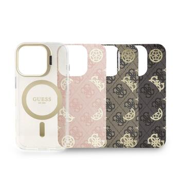 Guess PC/TPU Electroplated Stand Camera Frame MagSafe Case with Interchangeable Backgrounds for iPhone 16 / Pro (GUBPSBHMP16LF4P05)