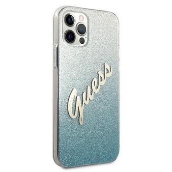 Guess GUHCP12LPCUGLSBL Glitter Gradient Script Aizsargapvalks priekš iPhone 12 Pro Max 6,7