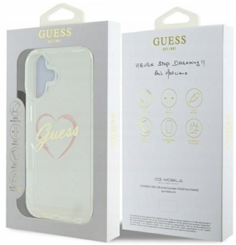 Guess IML Heart Защитный Чехол для Apple iPhone 16 Plus (GUHCP16MHCHGSPT)