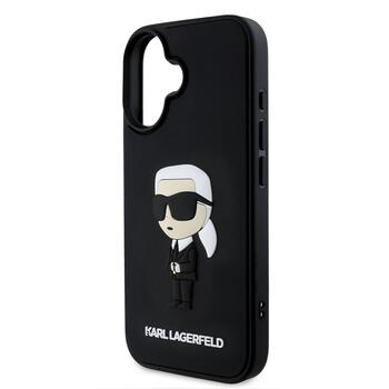 Karl Lagerfeld 3D Rubber Ikonik Case Aizsargapvalks priekš iPhone 16 / melns (KLHCP16S3DRKINK)