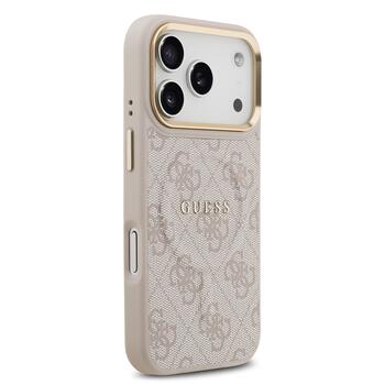 Guess PU Leather 4G Gold Frame MagSafe Case Защитный чехол для iPhone 17 Pro / розовый (GUHMP17LP4MSEGCP)