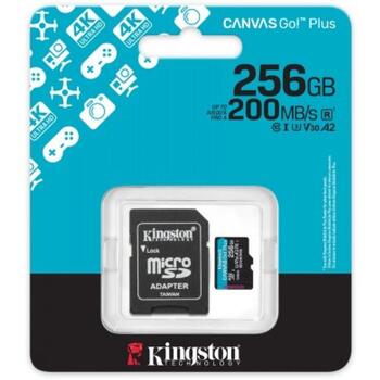 Kingston microSDXC Canvas Go! Plus Gen4 Карта Памяти 256GB A2 U3 V30 + adapter (SDCG4/256GB)
