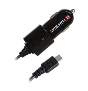 Swissten Премиум Автомобильная зарядка 12 / 24V  + кабель Micro USB (SW-CCH-1A-B)