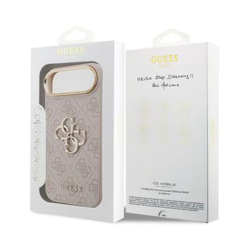 Guess PU Leather 4G Metal Logo Gold Frame Case Защитный чехол для iPhone Air / розовый (GUHCP17M4GMGCPI)