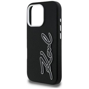 Case Karl Lagerfeld FW Grained Signature Logo Защитный чехол для iPhone 16 Pro / чёрный (KLHCP16LPGFKSRSK)