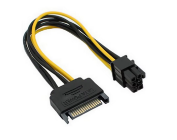 RoGer SAPCIE6P 15pin SATA Power to 6pin PCIe Adapter Cable for GPU / 20cm (RO-SAPCIE6P)