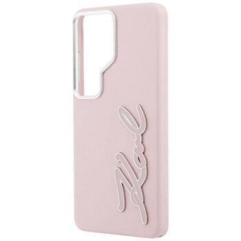 Karl Lagerfeld Grained Signature Metal Resin Logo Защитный чехол для Samsung Galaxy S26 Ultra / розовый (KLHCS26LPGFKSRSP)