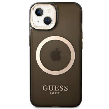 Guess GUHMP14SHTCMK Hardcase Gold Outline Translucent MagSafe Aizsargapvalks priekš iPhone 14 / 15 / 13 6.1
