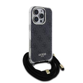 Guess IML 4G Printed Crossbody Strap Case Защитный чехол для iPhone 16 Pro Max / чёрный (GUHCP16XHC4SEK)