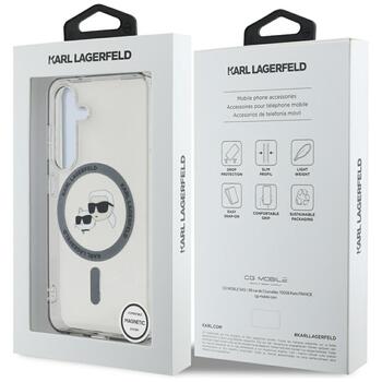 Case Karl Lagerfeld Button Karl & Choupette Heads Printed Logo MagSafe Aizsargapvalks priekš Samsung Galaxy S25+ / melns (KLHMS25MHLSKCK)