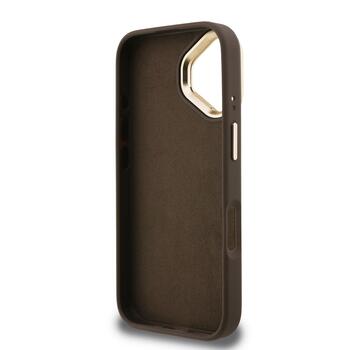 Guess PU 4G Metal Logo Stand Camera Frame Case Защитный чехол для iPhone 16 / коричневый (GUHCP16SPCS4GP4W)