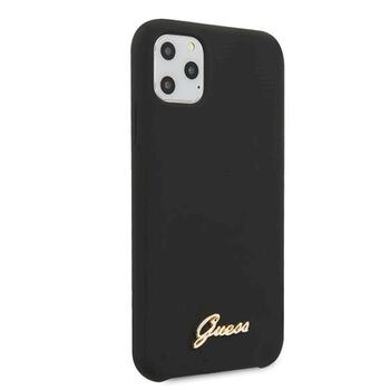 Guess GUHCN65LSLMGBK Silicone Vintage Gold Logo Aizsargapvalks priekš iPhone 11 Pro Max / melns (GUHCN65LSLMGBK)