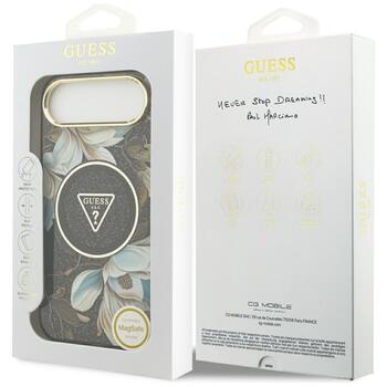 Guess IML Glitter Flowers Triangle MagSafe case Защитный чехол для iPhone Air / чёрный (GUHMP17MHFLPEDK)