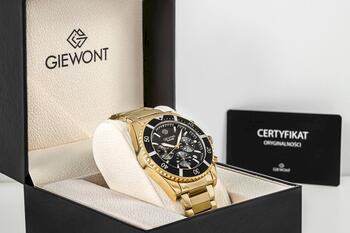Giewont Chronograph Sapphire Vīriešu rokas pulkstenis / zelta/melns (GW3970-B7)