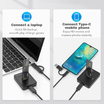 Gembird DD-U3M2 Док-станция USB Type-C / M.2 SATA & NVME / SSD Drive (DD-U3M2)
