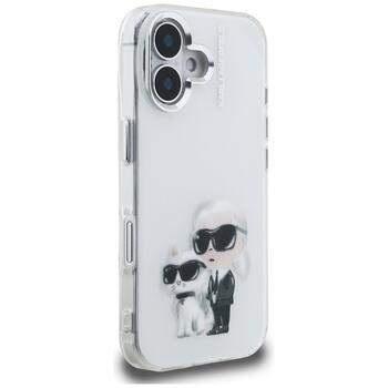 Karl Lagerfeld IML Aquarelle Karl & Choupette & Logo Aizsargapvalks priekš iPhone 16 / balts (KLHCP16SHMKCAQH)