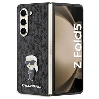 Karl Lagerfeld KLHCZFD5SAPKINPK Z Fold5F946 Hardcase Saffiano Monogram Ikonik Pin Aizsargapvalks priekš Samsung Galaxy Z Fold5 / melns (KLHCZFD5SAPKINPK)
