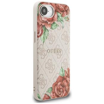 Guess 4G Flowers Print MagSafe Aizsargapvalks priekš iPhone 16e / 17e / rozā (GUHMPSE4P4ROPEMCP)