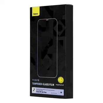 Baseus Crystal Series Tempered Glass Screen Protector Aizsargstikls ar acu aizsardzības filtru priekš iPhone 14 Pro / caurspīdīgs (P60012056201-01)