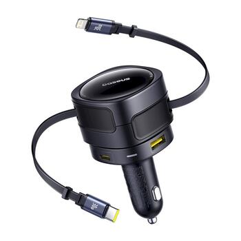 Baseus Enjoyment Max Автомобильное зарядное устройство с кабелями USB-C + Lightning и портами USB-A + USB-C 90W / чёрный (C00035507121-02)