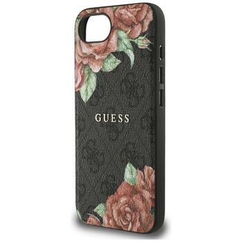 Case Guess 4G Flowers Print MagSafe Aizsargapvalks priekš iPhone 16e/17e / melns (GUHMPSE4P4ROPEMCK)