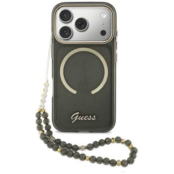 Guess IML Glitters Script Strap MagSafe Защитный чехол для iPhone 17 Pro / чёрный (GUHMP17L5HTGSMSK)