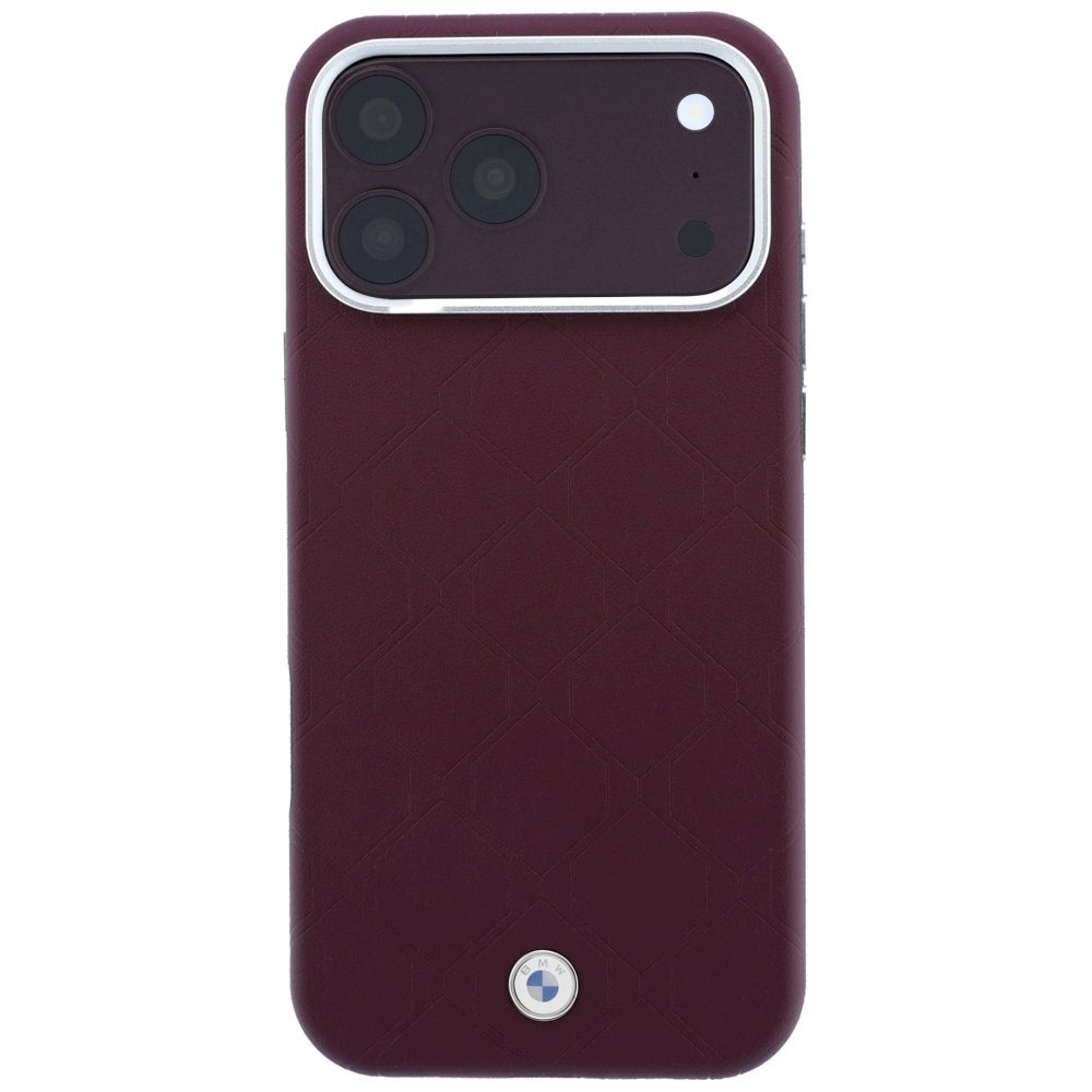 BMW Sign Deboss Quilted Metal Logo MagSafe Case Aizsargapvalks priekš iPhone 18 Pro / 17 Pro / bordo (BMHMP18L26SWOSPR)