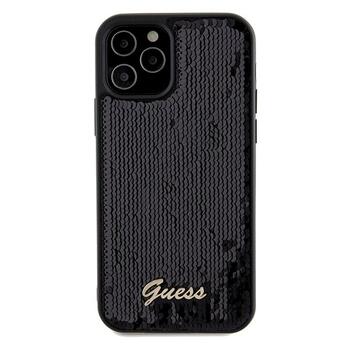 Guess GUHCP12MPSFDGSK Sequin Script Metal Aizsargapvalks priekš iPhone 12/12 Pro 6.1