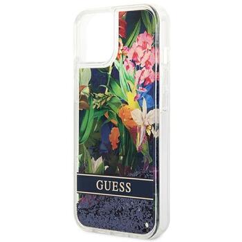 Guess GUHCP14MLFLSB Flower Liquid Glitter Hardcase Защитный чехол для iPhone 14 Plus/15 Plus 6.7