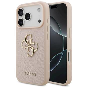Guess Grained Big 4G & Classic Logo Case Aizsargapvalks priekš iPhone 17 Pro / rozā (GUHCP17LPGT4MBP)