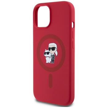 Case Karl Lagerfeld Silicone Karl&Choupette Heads Ring MagSafe Защитный чехол для iPhone 15 / красный (KLHMP15SSCMKCRHR)