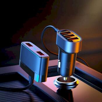 Joyroom JR-CL03 Car Charger 5-in-1 U+U+U+U+U Automašīnas lādētājs 31W / melns (JR-CL03-BLK)