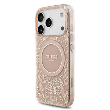 Guess IML Flowers Allover Strap MagSafe Case Защитный чехол для iPhone 17 Pro / розовый (GUHMP17LHCPOFPP)