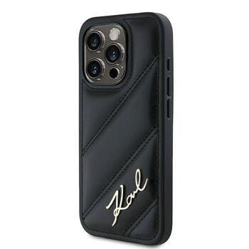 Karl Lagerfeld KLHCP15LPQDSMGK Diagonal Quilted Script Aizsargapvalks priekš iPhone 15 Pro 6.1