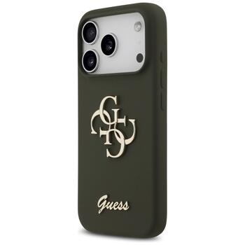 Guess Silicone Big 4G Script case Aizsargapvalks priekš iPhone 17 Pro / haki (GUHCP17LSC4GSMA)