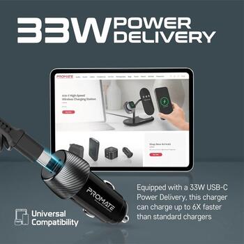 Promate PowerDrive-33PDI Auto lādētājs 33W / Lightning + USB-C (POWERDRIVE33PDI)
